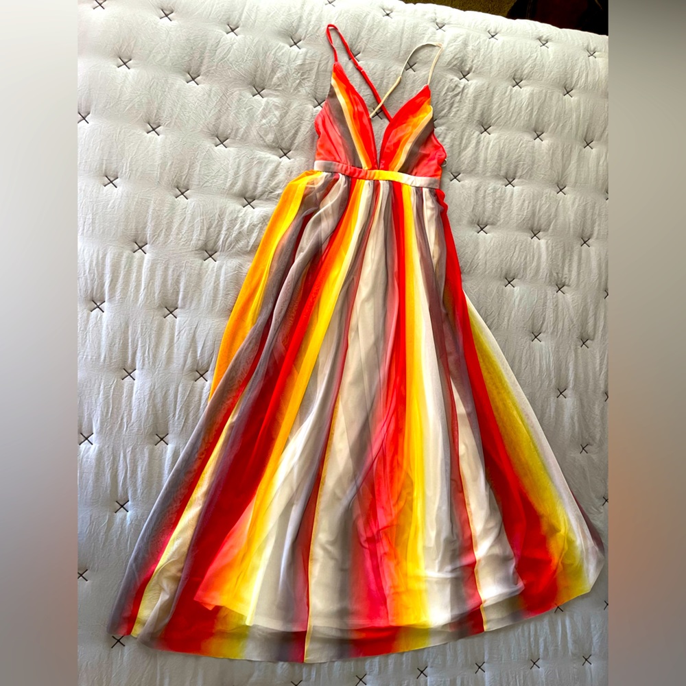 Summer Maxi Dress in Warm Nude Tones Size M